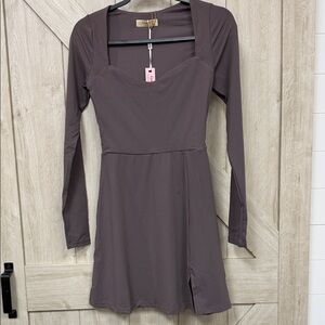 Elegant Long Sleeve purple Dress